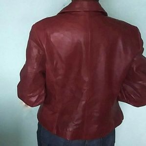 Red leather coat